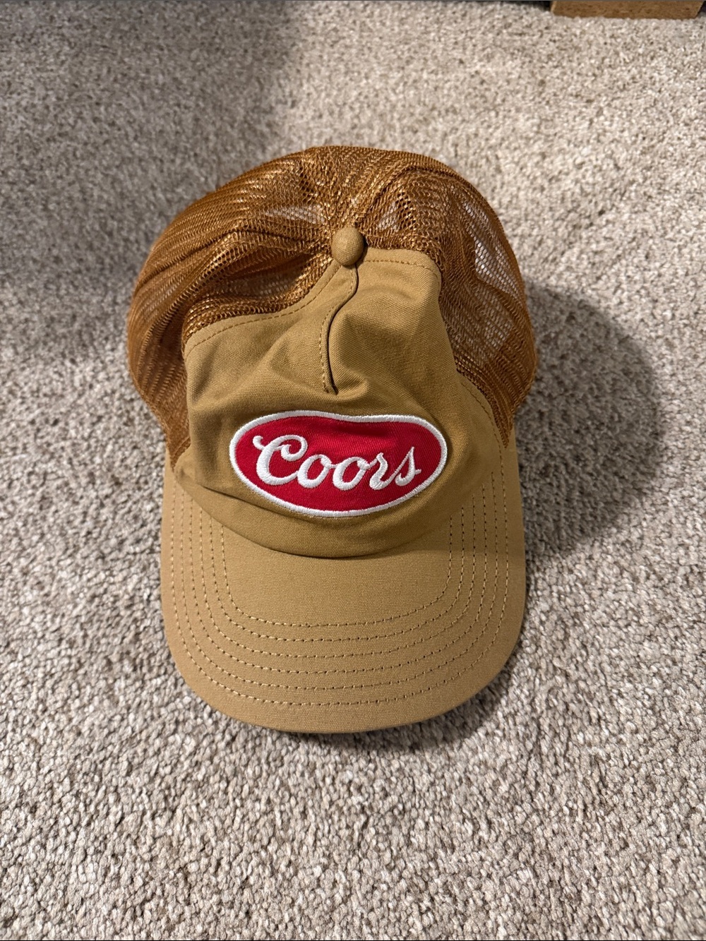 Tan Mesh-Back Trucker Hat